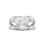 2CTW Marquise Shaped Lab Grown Diamond (F/VS) East West Solitaire Ring in 14K Gold