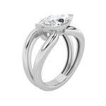 2CTW Marquise Shaped Lab Grown Diamond (F/VS) East West Solitaire Ring in 14K Gold