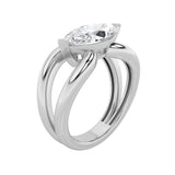 2CTW Marquise Shaped Lab Grown Diamond (F/VS) East West Solitaire Ring in 14K Gold