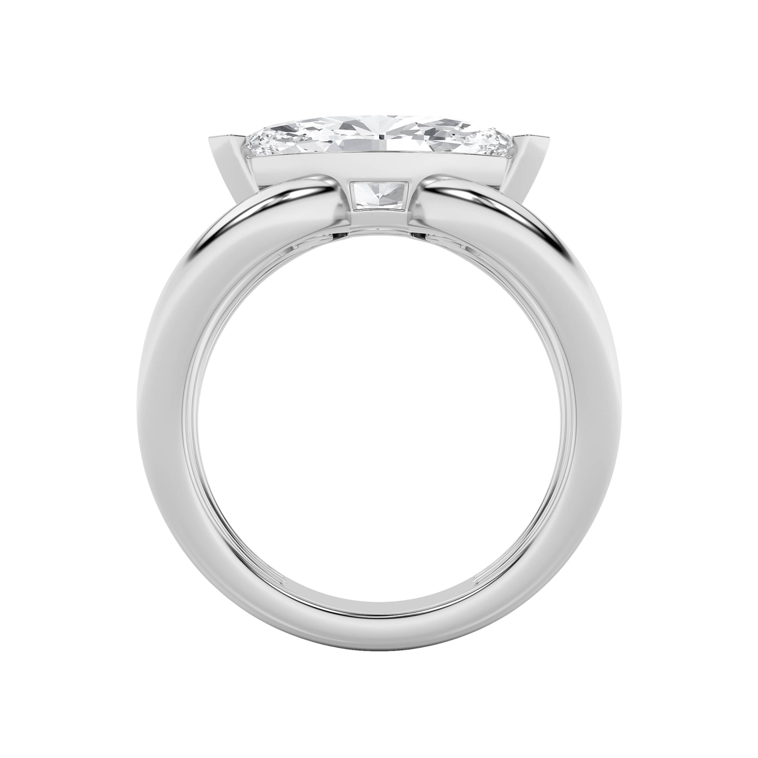 2CTW Marquise Shaped Lab Grown Diamond (F/VS) East West Solitaire Ring in 14K Gold