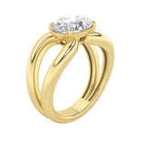 2CTW Oval Shaped Lab Grown Diamond (F/VS) East West Solitaire Ring in 14K Gold