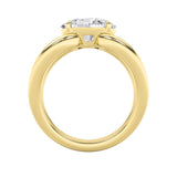 2CTW Oval Shaped Lab Grown Diamond (F/VS) East West Solitaire Ring in 14K Gold