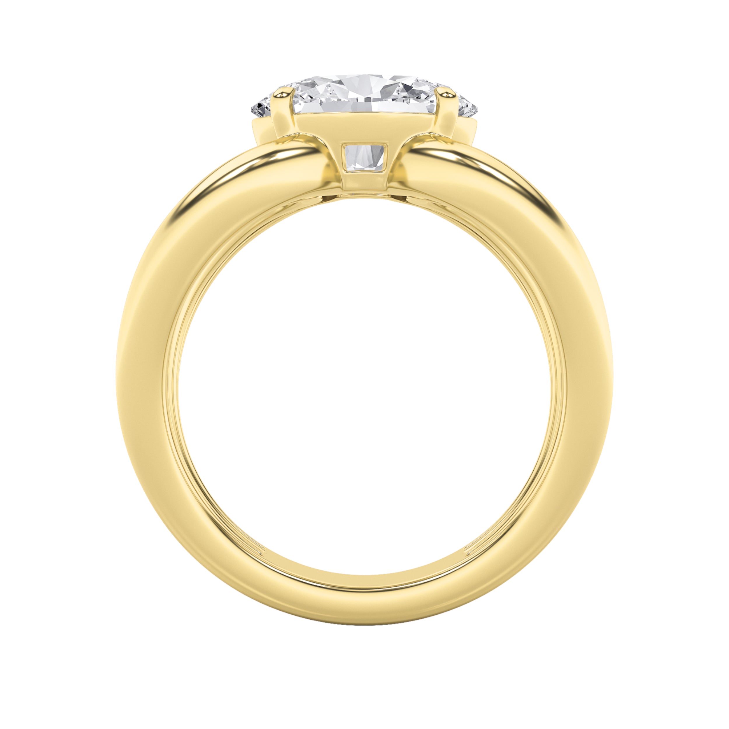 2CTW Oval Shaped Lab Grown Diamond (F/VS) East West Solitaire Ring in 14K Gold