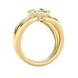 2CTW Oval Shaped Lab Grown Diamond (F/VS) East West Solitaire Ring in 14K Gold