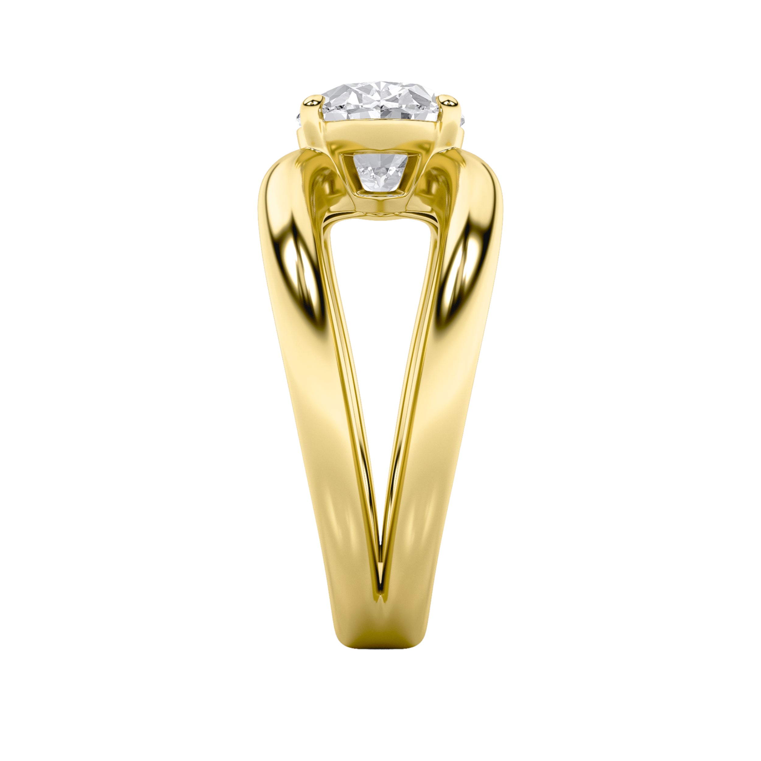 2CTW Oval Shaped Lab Grown Diamond (F/VS) East West Solitaire Ring in 14K Gold