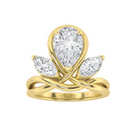 3CTW Pear Shaped Lab Grown Diamond (F/VS) Knot Ring in 14K Gold