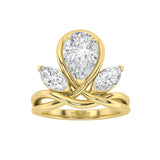 3CTW Pear Shaped Lab Grown Diamond (F/VS) Knot Ring in 14K Gold