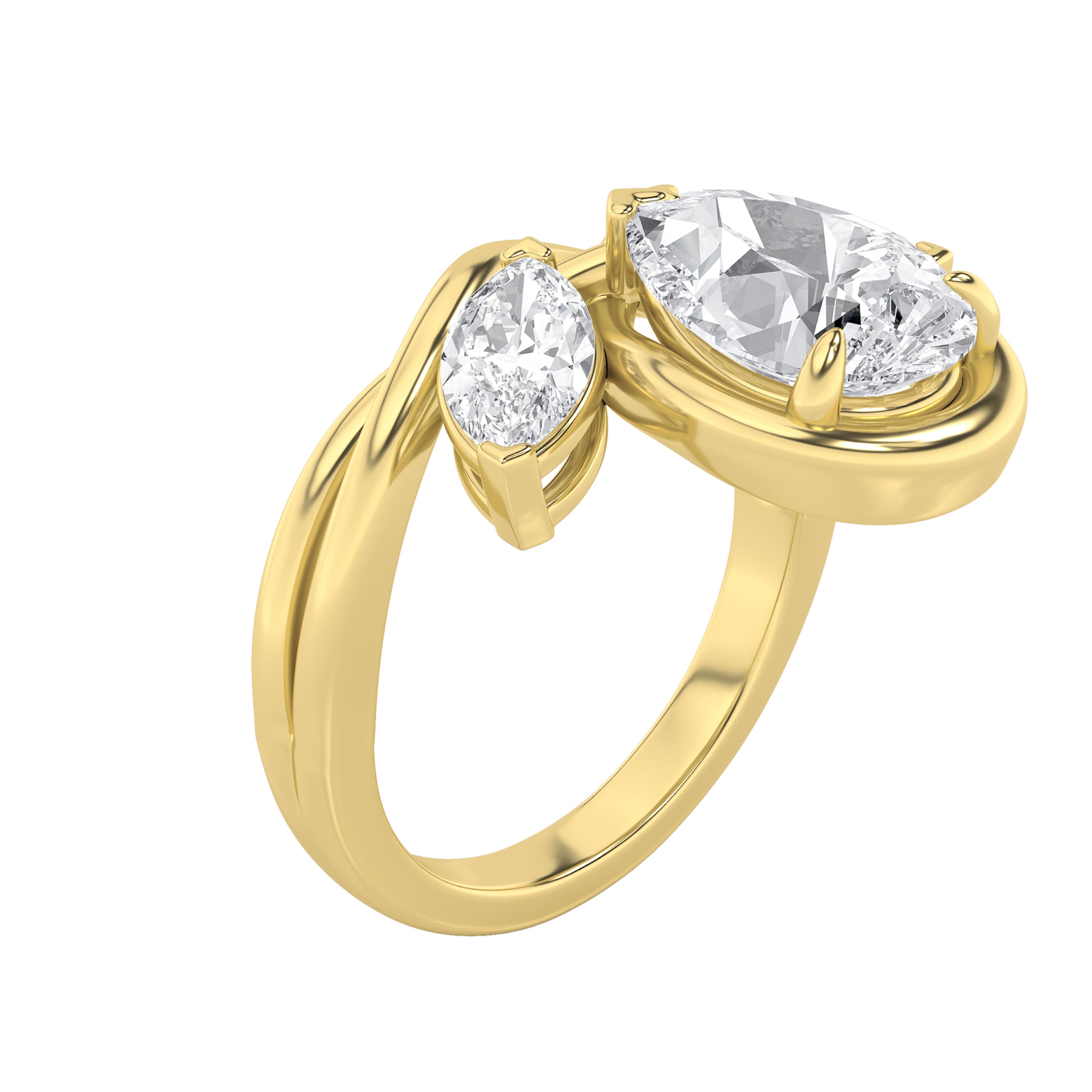 3CTW Pear Shaped Lab Grown Diamond (F/VS) Knot Ring in 14K Gold