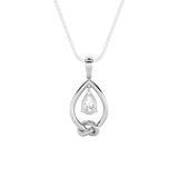 1CTW Pear Shaped Lab Grown Diamond (F/VS) Solitaire Knot Pendant in 14K Gold