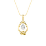 1CTW Pear Shaped Lab Grown Diamond (F/VS) Solitaire Knot Pendant in 14K Gold