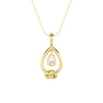 1CTW Pear Shaped Lab Grown Diamond (F/VS) Solitaire Knot Pendant in 14K Gold