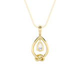 1CTW Pear Shaped Lab Grown Diamond (F/VS) Solitaire Knot Pendant in 14K Gold