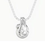 2CTW Pear Shaped Lab Grown Diamond (F/VS) Knot Pendant in 14K Gold
