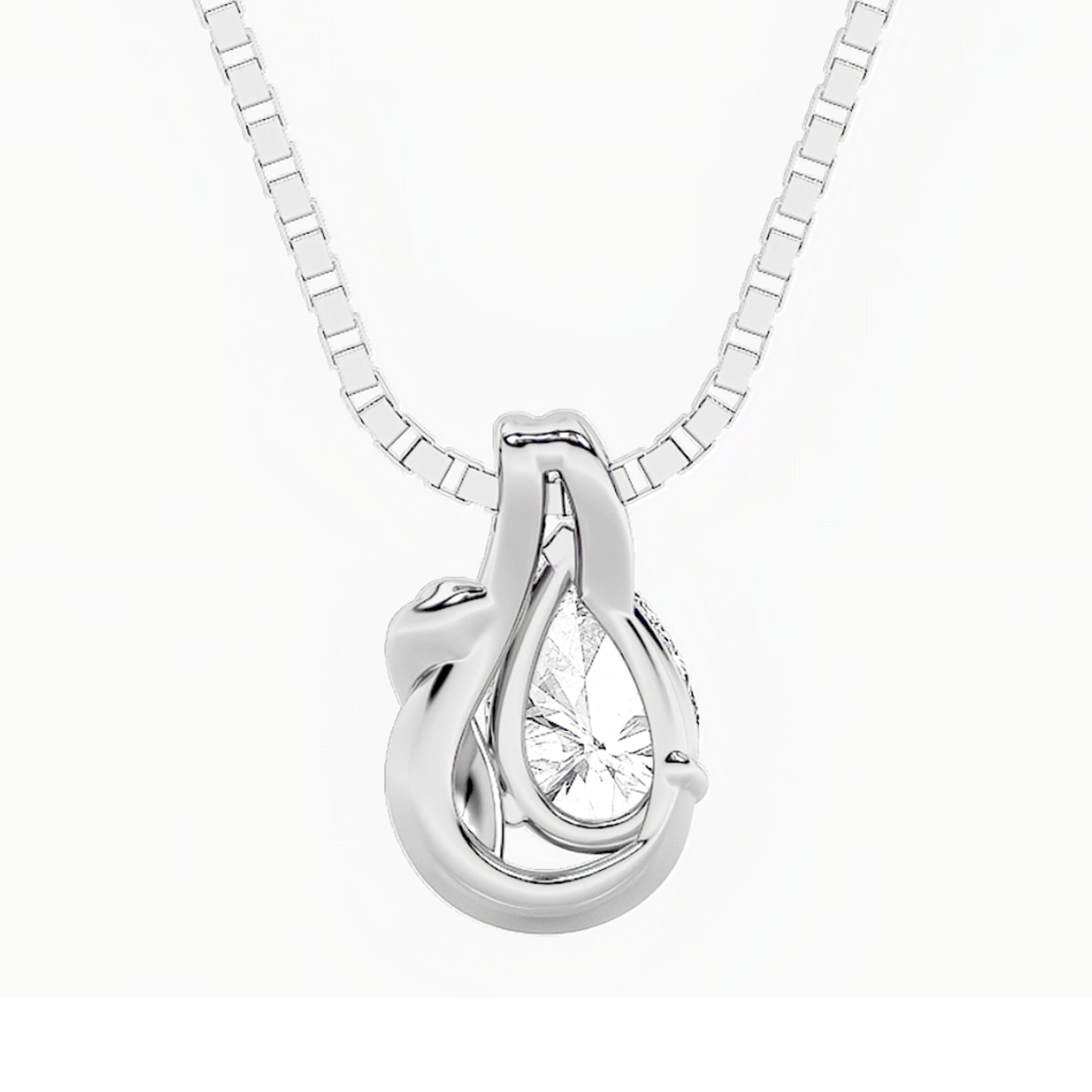 2CTW Pear Shaped Lab Grown Diamond (F/VS) Knot Pendant in 14K Gold