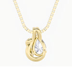 2CTW Pear Shaped Lab Grown Diamond (F/VS) Knot Pendant in 14K Gold
