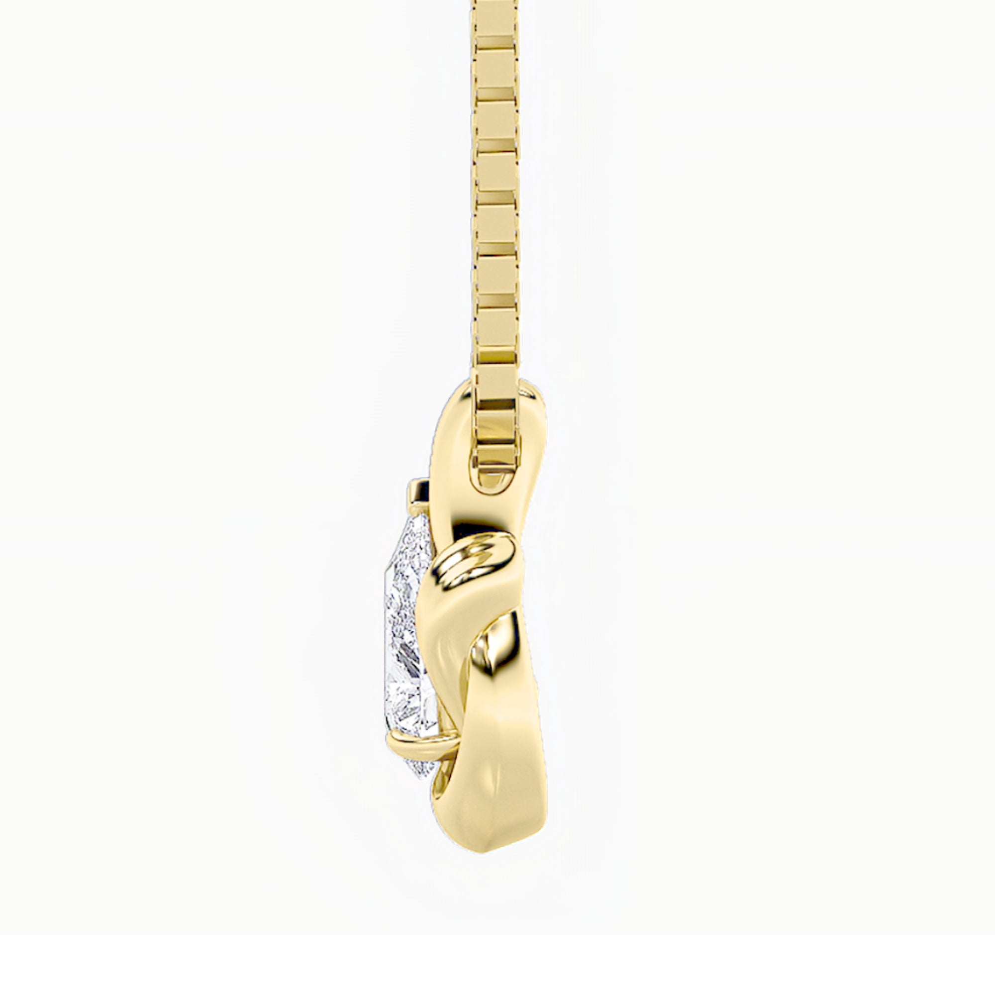 2CTW Pear Shaped Lab Grown Diamond (F/VS) Knot Pendant in 14K Gold