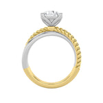 2CTW Round Shaped Lab Grown Diamond (F/VS) Tri Color Solitaire Fancy Ring in 14K Gold