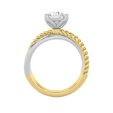 2CTW Round Shaped Lab Grown Diamond (F/VS) Tri Color Solitaire Fancy Ring in 14K Gold