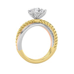 2CTW Round Shaped Lab Grown Diamond (F/VS) Tri Color Solitaire Fancy Ring in 14K Gold