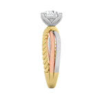 2CTW Round Shaped Lab Grown Diamond (F/VS) Tri Color Solitaire Fancy Ring in 14K Gold