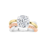 2CTW Round Shaped Lab Grown Diamond (F/VS) Tri Color Solitaire Engagement Ring in 14K Gold