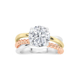 2CTW Round Shaped Lab Grown Diamond (F/VS) Tri Color Solitaire Engagement Ring in 14K Gold