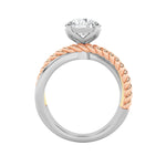 2CTW Round Shaped Lab Grown Diamond (F/VS) Tri Color Solitaire Engagement Ring in 14K Gold