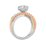 2CTW Round Shaped Lab Grown Diamond (F/VS) Tri Color Solitaire Engagement Ring in 14K Gold