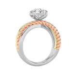 2CTW Round Shaped Lab Grown Diamond (F/VS) Tri Color Solitaire Engagement Ring in 14K Gold