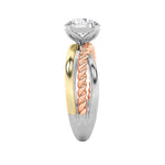 2CTW Round Shaped Lab Grown Diamond (F/VS) Tri Color Solitaire Engagement Ring in 14K Gold
