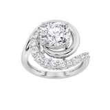 2.5CTW Round Shaped Lab Grown Diamond (F/VS) Swirl Accented Fashion Ring in 14K Gold