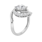 2.5CTW Round Shaped Lab Grown Diamond (F/VS) Swirl Accented Fashion Ring in 14K Gold