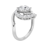 2.5CTW Round Shaped Lab Grown Diamond (F/VS) Swirl Accented Fashion Ring in 14K Gold