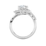 2.5CTW Round Shaped Lab Grown Diamond (F/VS) Swirl Accented Fashion Ring in 14K Gold