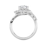 2.5CTW Round Shaped Lab Grown Diamond (F/VS) Swirl Accented Fashion Ring in 14K Gold