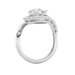 2.5CTW Round Shaped Lab Grown Diamond (F/VS) Swirl Accented Fashion Ring in 14K Gold