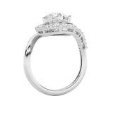 2.5CTW Round Shaped Lab Grown Diamond (F/VS) Swirl Accented Fashion Ring in 14K Gold