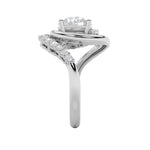 2.5CTW Round Shaped Lab Grown Diamond (F/VS) Swirl Accented Fashion Ring in 14K Gold