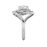 2.5CTW Round Shaped Lab Grown Diamond (F/VS) Swirl Accented Fashion Ring in 14K Gold