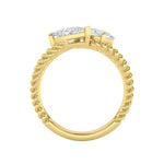 2CTW Pear Shaped Lab Grown Diamond (F/VS) Toi et Moi Fashiion Ring in 14K Gold