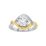 1.5CTW Round Shaped Lab Grown Diamond (F/VS) Two Tone Know Solitaire Engagement Ring in 14K Gold