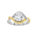 1.5CTW Round Shaped Lab Grown Diamond (F/VS) Two Tone Know Solitaire Engagement Ring in 14K Gold