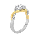 1.5CTW Round Shaped Lab Grown Diamond (F/VS) Two Tone Know Solitaire Engagement Ring in 14K Gold