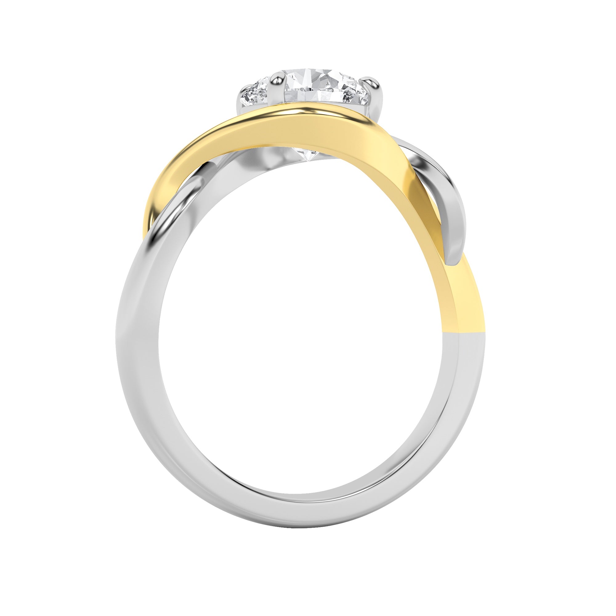 1.5CTW Round Shaped Lab Grown Diamond (F/VS) Two Tone Know Solitaire Engagement Ring in 14K Gold