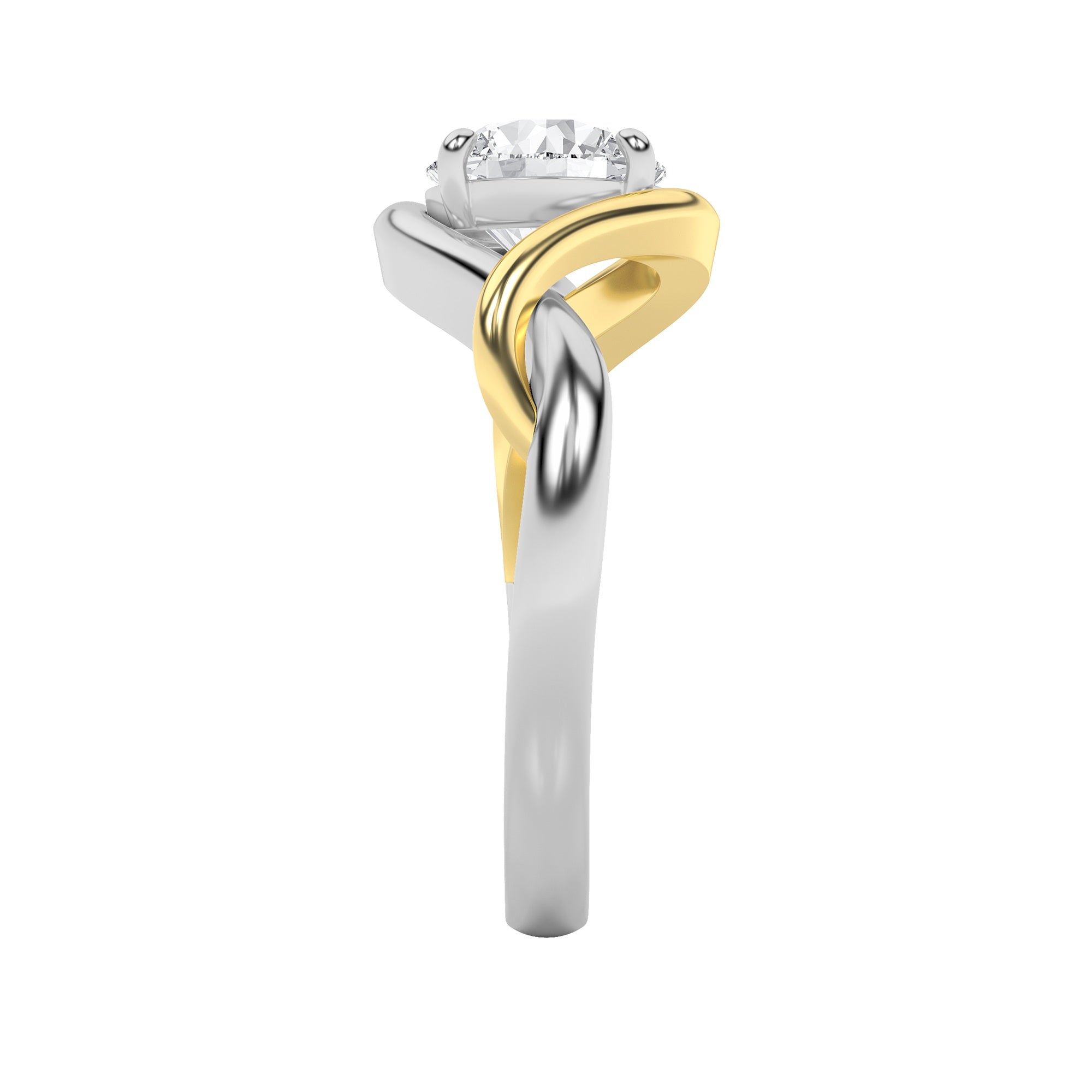 1.5CTW Round Shaped Lab Grown Diamond (F/VS) Two Tone Know Solitaire Engagement Ring in 14K Gold