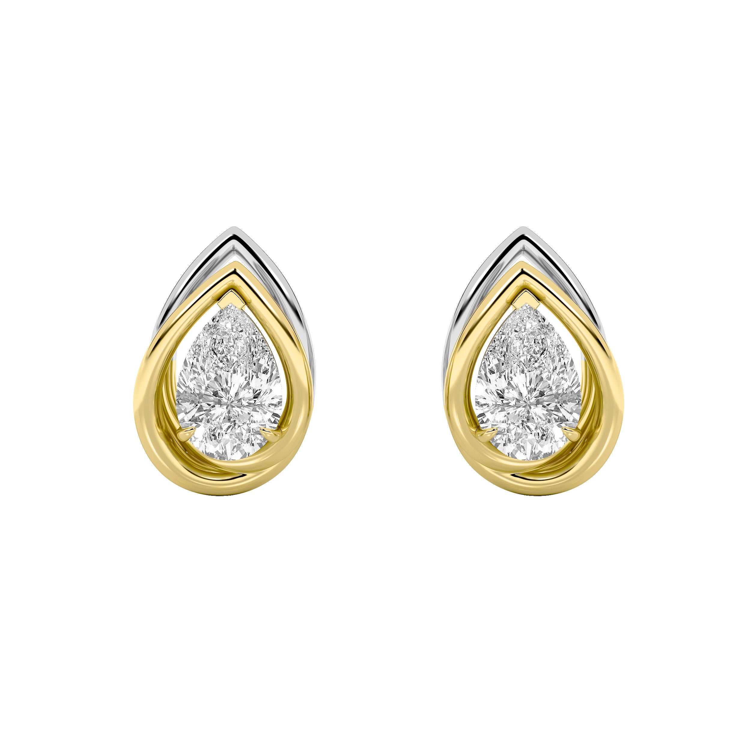 3CTW Pear Shaped Lab Grown Diamond (G/VS) Knot Earrings in 14K Gold