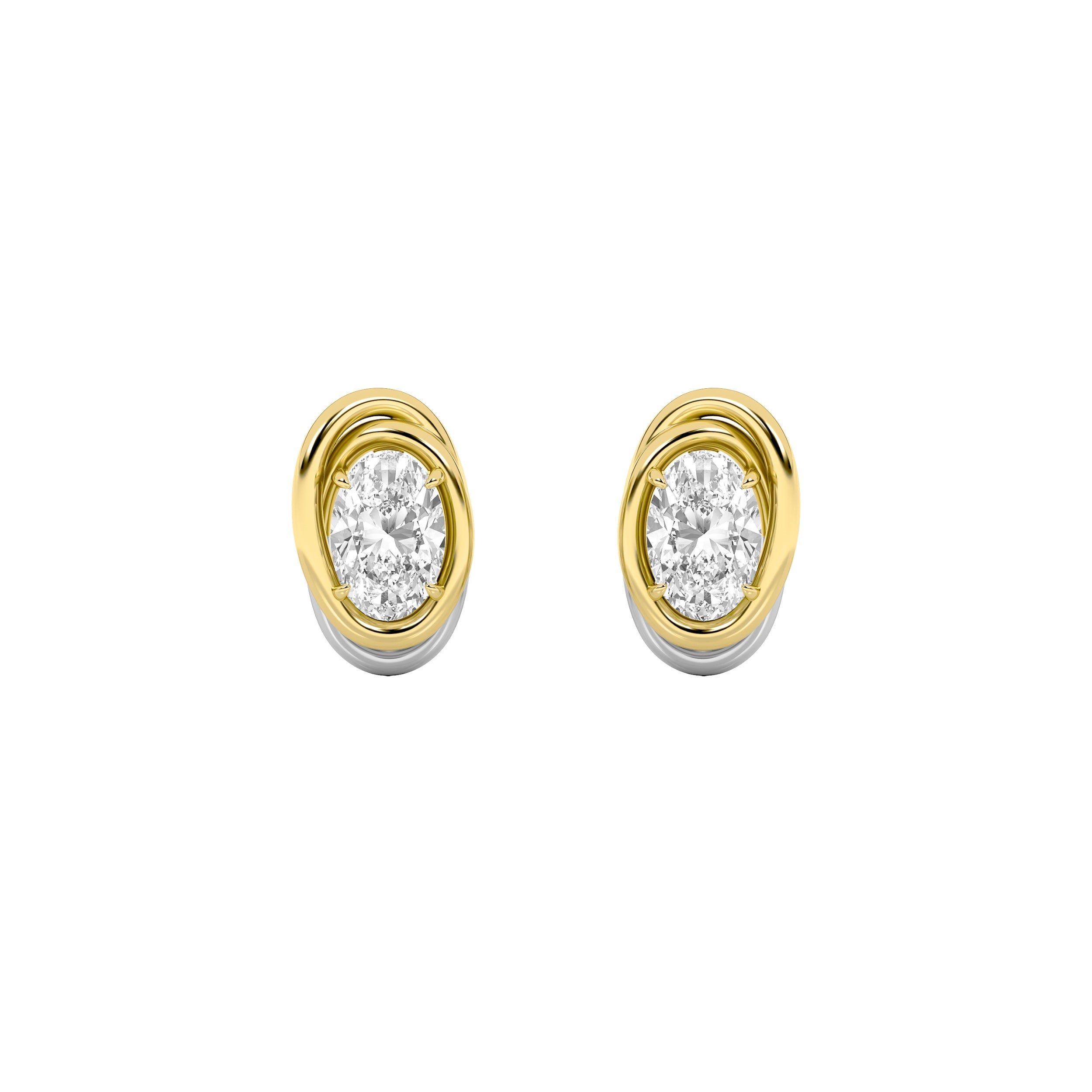 2CTW Oval Shaped Lab Grown Diamond (F/VVS) Knot Earrings in 14K Gold