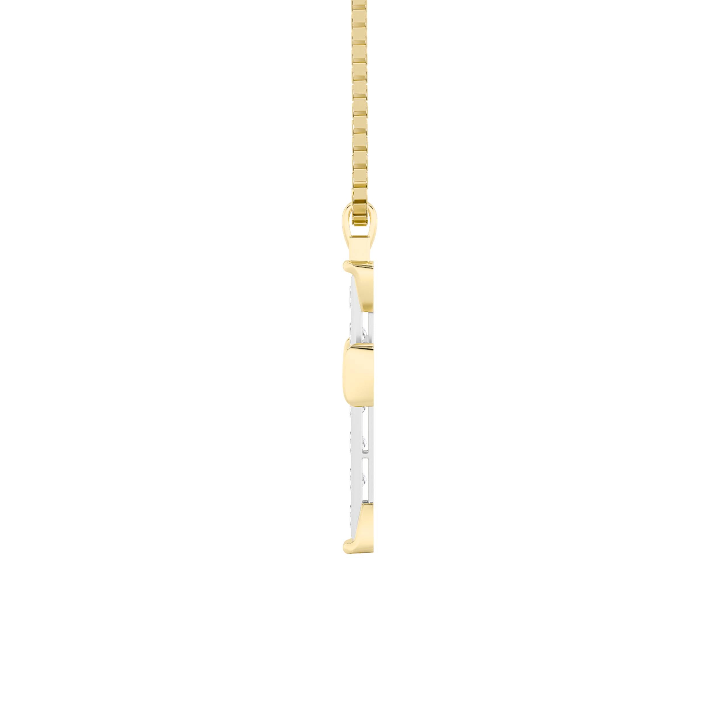 3CTW Round Shaped Lab Grown Diamond (F/VS) Cross Pendant in 14K Gold