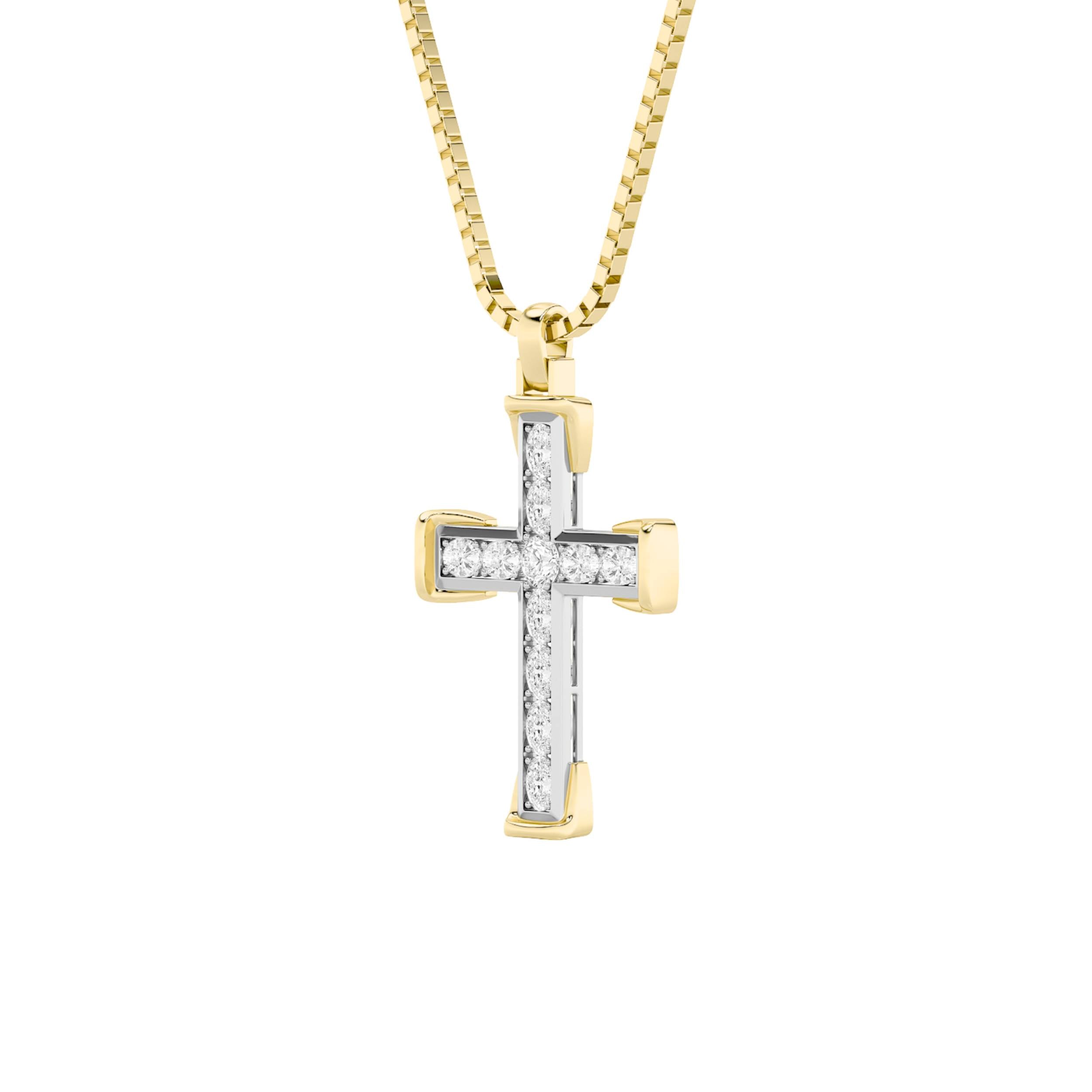 3CTW Round Shaped Lab Grown Diamond (F/VS) Cross Pendant in 14K Gold