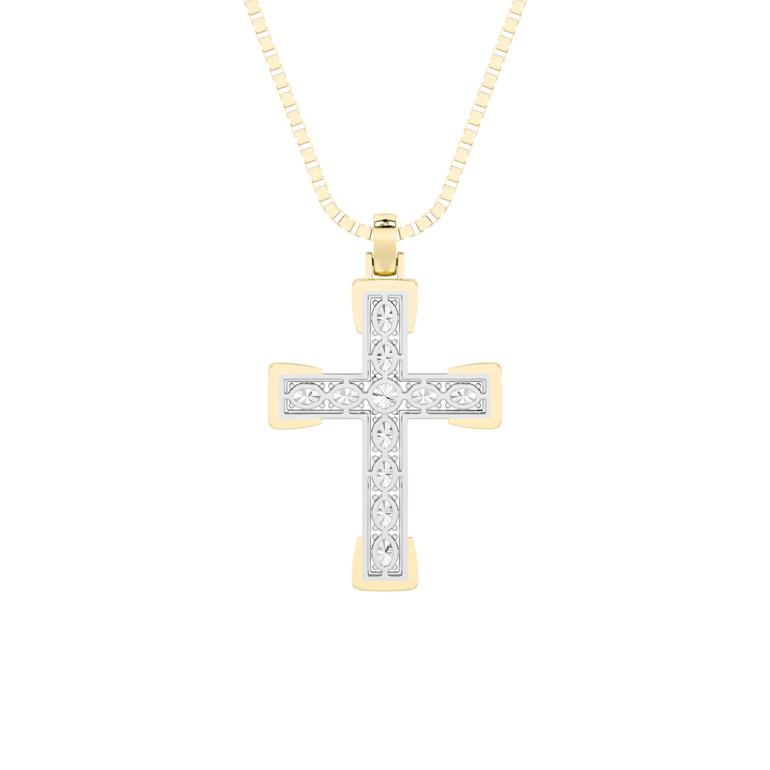 3CTW Round Shaped Lab Grown Diamond (F/VS) Cross Pendant in 14K Gold